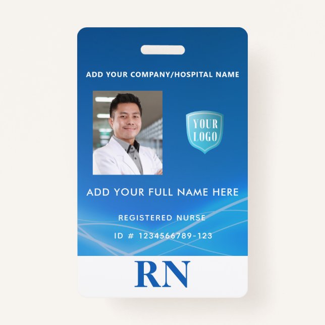 Registered Nurse,LPN Photo ID with Logo Badge (Front)
