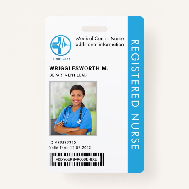 Registered Nurse Medical Centre Employee Photo ID Badge (Front)