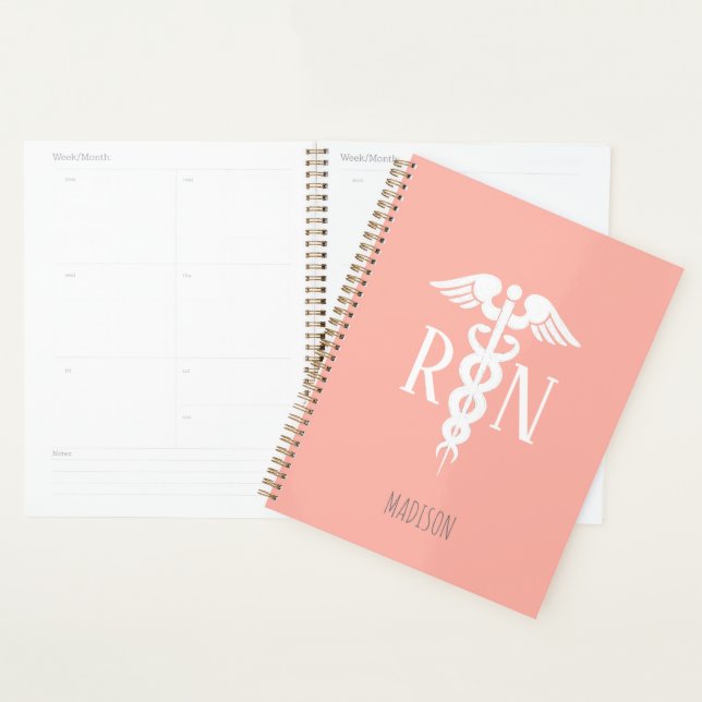 Registered Nurse Medical Coral Pink Personalized Planner (Display)