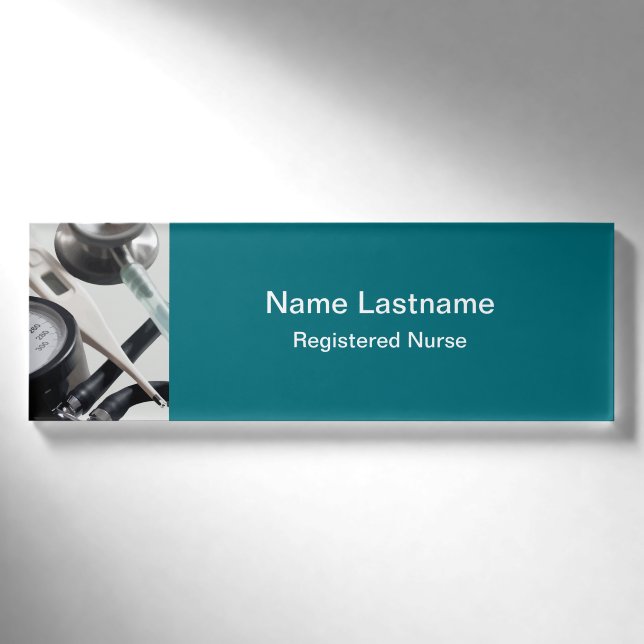Registered Nurse Medical Theme Name Tag (Front)