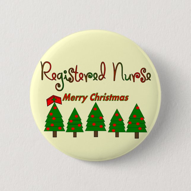 Registered Nurse MERRY CHRISTMAS TREES 2 Inch Round Button (Front)
