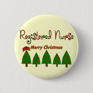 Registered Nurse MERRY CHRISTMAS TREES 2 Inch Round Button