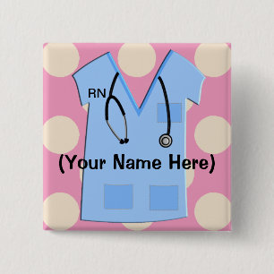 Registered Nurse Name Badge 2 Inch Square Button