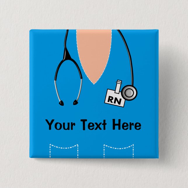 Registered Nurse Name Badge Button Bl;ue (Front)