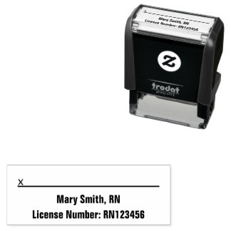 Registered Nurse Name License No. Signature Line Self-inking Stamp
