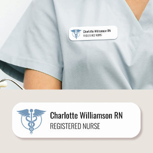 Registered Nurse Name Tag ID Badge Logo Grey