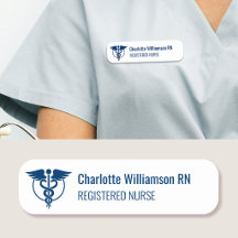 Registered Nurse Name Tag ID Badge Logo Navy