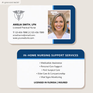 Registered Nurse Photo Logo Modern Blue Business Card