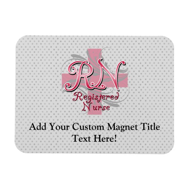 Registered Nurse, Pink Cross Swirls Magnet (Horizontal)