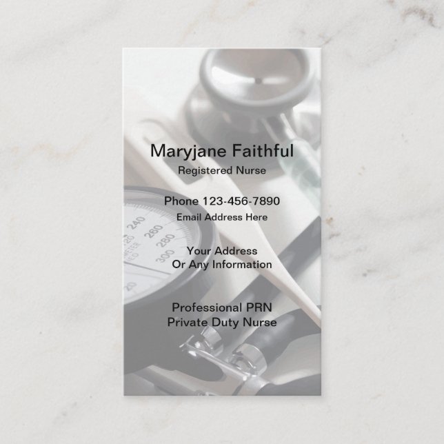Registered Nurse Private Duty Business Card (Front)