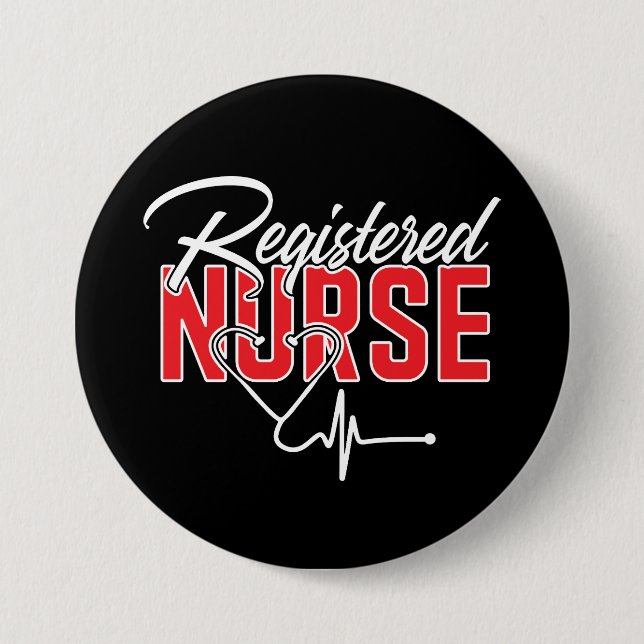 Registered Nurse RN 3 Inch Round Button (Front)