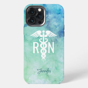 Registered Nurse RN Aqua Blue Medical Personalized iPhone 13 Pro Max Case