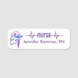 Registered Nurse RN Badge Purple Pink Stethoscope