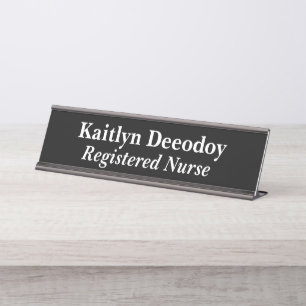Registered Nurse RN Black Desk Name Plate