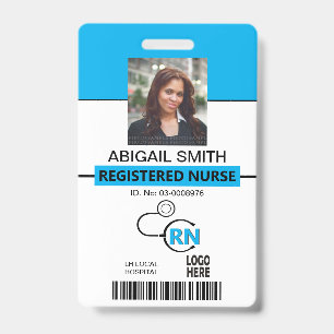 Registered nurse RN blue photo template Badge
