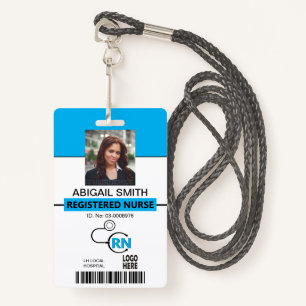 Registered nurse RN blue photo template Badge