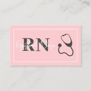Registered Nurse RN Blush Pink Stethoscope Business Card