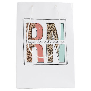 Registered Nurse RN Boho Leopard Pink Medium Gift Bag