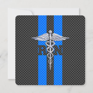 Registered Nurse RN Caduceus Carbon Fibre Decor Invitation