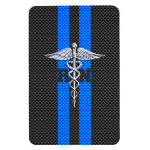 Registered Nurse RN Caduceus Carbon Fibre Decor Magnet