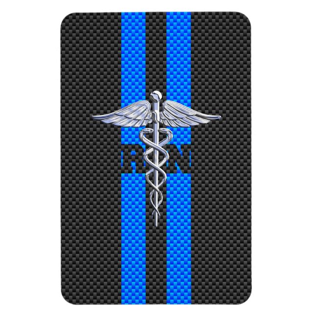 Registered Nurse RN Caduceus Carbon Fibre Decor Magnet (Vertical)