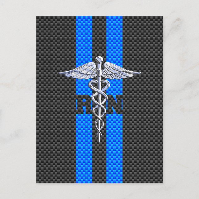 Registered Nurse RN Caduceus Carbon Fibre Decor Postcard (Front)