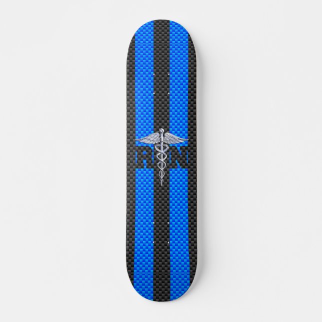 Registered Nurse RN Caduceus Carbon Fibre Decor Skateboard (Front)