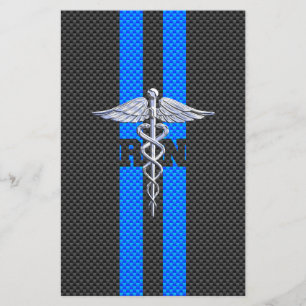 Registered Nurse RN Caduceus Carbon Fibre Decor Stationery