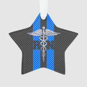 Registered Nurse RN Caduceus Carbon Fibre Print Ornament