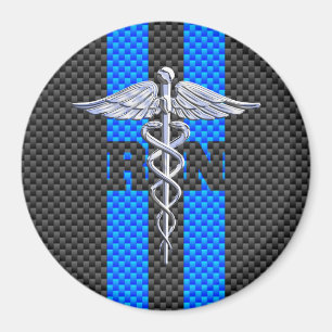 Registered Nurse RN Caduceus Carbon Fibre Stripes Magnet