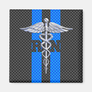 Registered Nurse RN Caduceus Carbon Fibre Style Magnet