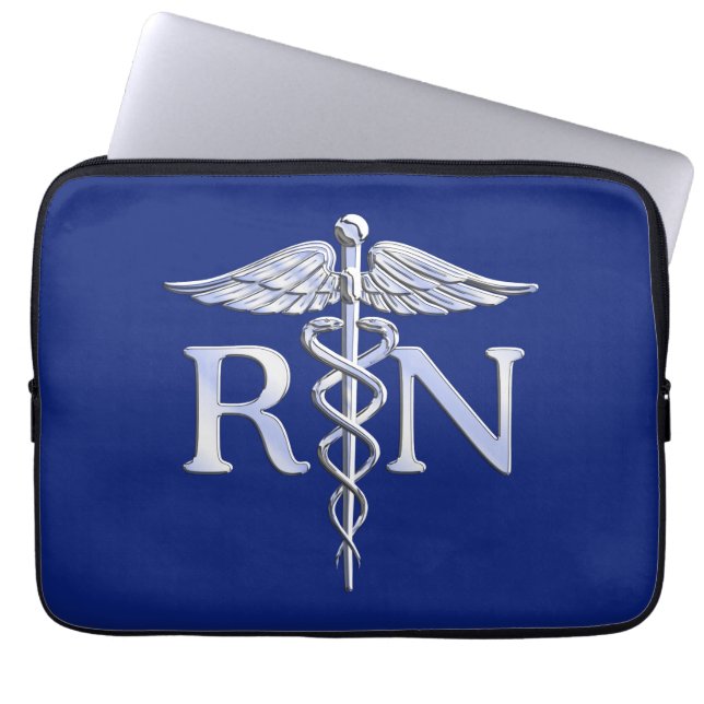 Registered Nurse RN Caduceus Design Laptop Sleeve (Front)