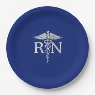 Registered Nurse RN Caduceus Design Paper Plate
