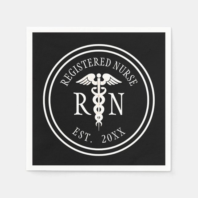 Registered Nurse RN Caduceus Graduation Party Napkin (Front)