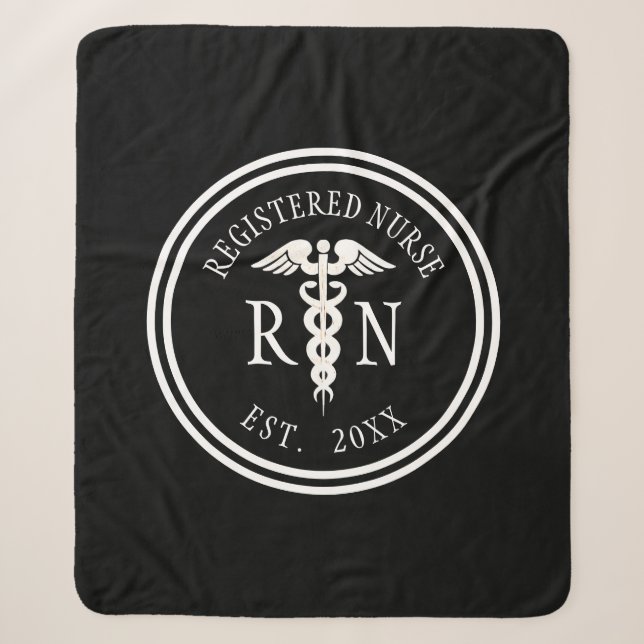 Registered Nurse RN Caduceus Medical Classic Sherpa Blanket (Front)
