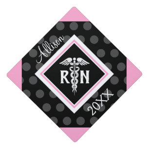 Registered Nurse RN Caduceus Medical Pink Custom Graduation Cap Topper