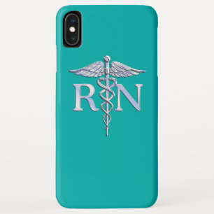 Registered Nurse RN Caduceus on Accent Turquoise iPhone XS Max Case