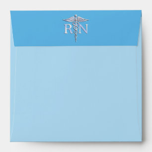 Registered Nurse RN Caduceus on Baby Blue Decor Envelopes