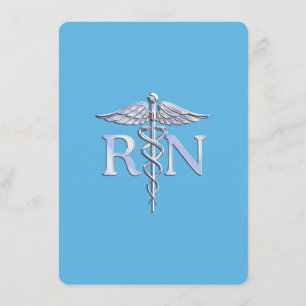 Registered Nurse RN Caduceus on Baby Blue Enclosure Card