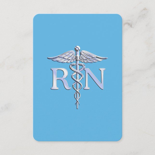 Registered Nurse RN Caduceus on Baby Blue Enclosure Card (Front)