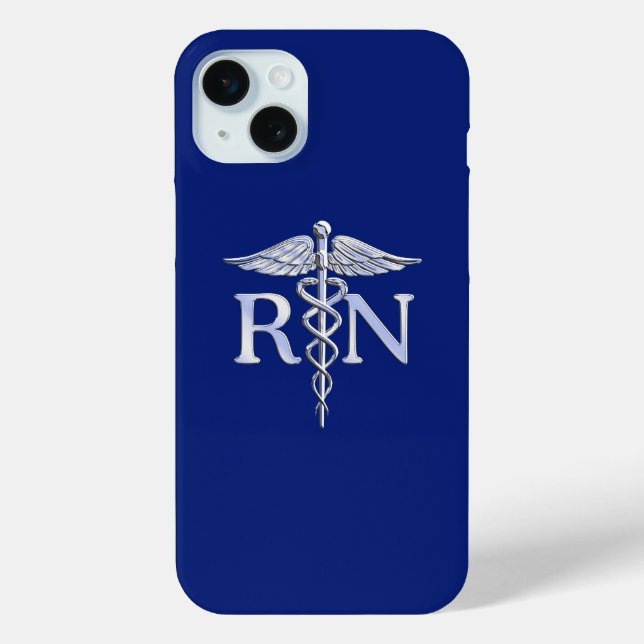 Registered Nurse RN Caduceus on Blue Decor Case-Mate iPhone Case (Back)