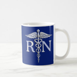 Registered Nurse RN Caduceus on Blue Decor Coffee Mug
