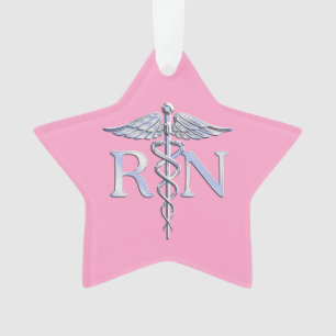 Registered Nurse RN Caduceus on Light Pink Decor Ornament
