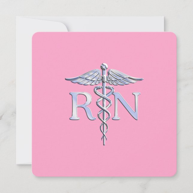 Registered Nurse RN Caduceus on Light Pink Invitation (Front)