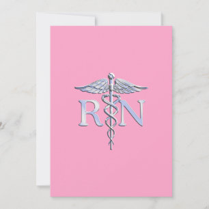 Registered Nurse RN Caduceus on Light Pink Invitation