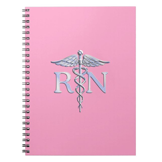 Registered Nurse RN Caduceus on Light Pink Notebook (Front)
