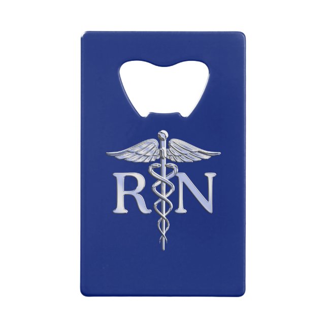 Registered Nurse RN Caduceus on Navy Blue Decor Wallet Bottle Opener (Front)