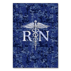 Registered Nurse RN Caduceus on Navy Camo Table Number
