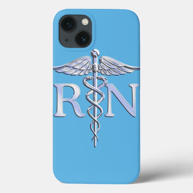 Registered Nurse RN Caduceus on Pastel Blue Case-Mate iPhone Case (Back)
