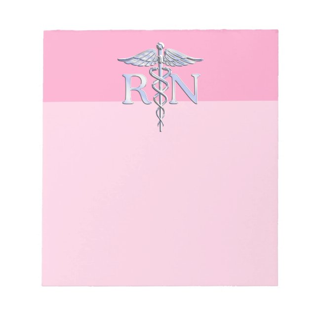 Registered Nurse RN Caduceus on Pastel Pink Notepad (Front)
